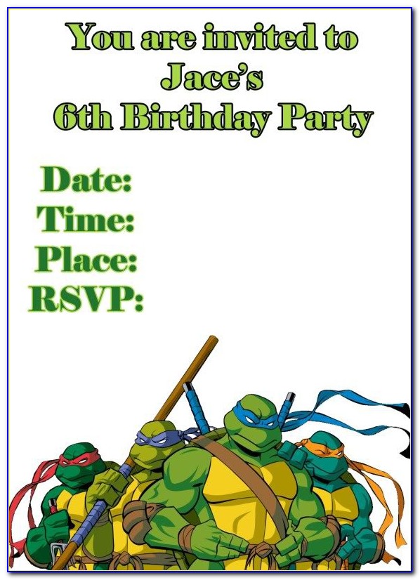 Ninja Turtle Party Invitation Template Free