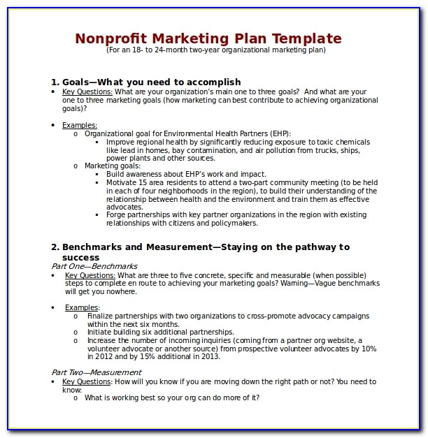 Nonprofit Marketing Plan Template Free