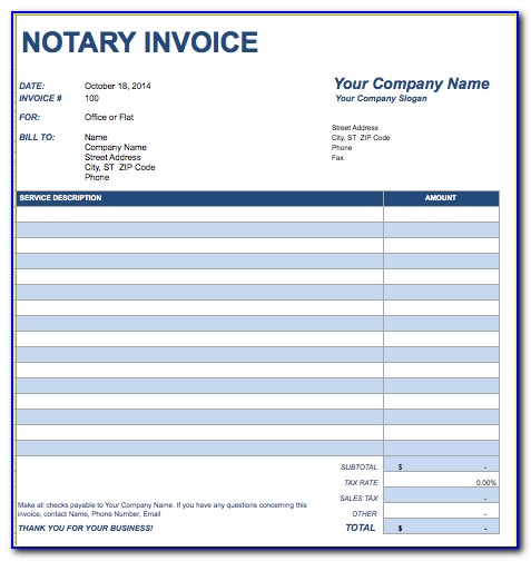 Notary Signing Agent Invoice Template