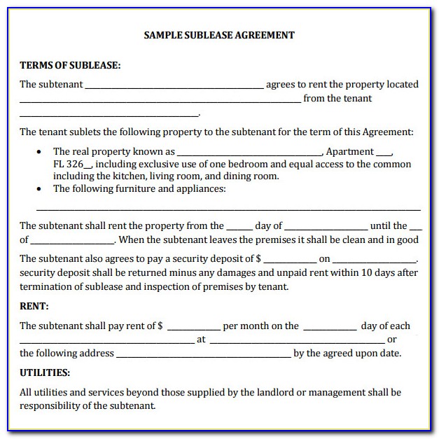 Office Sublease Agreement Template Free