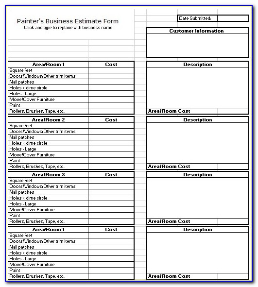 Painting Estimate Template Excel