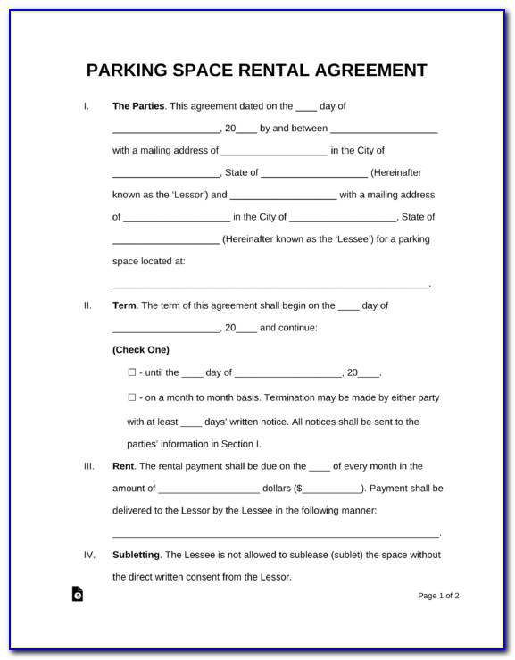 Parking Lease Agreement Form