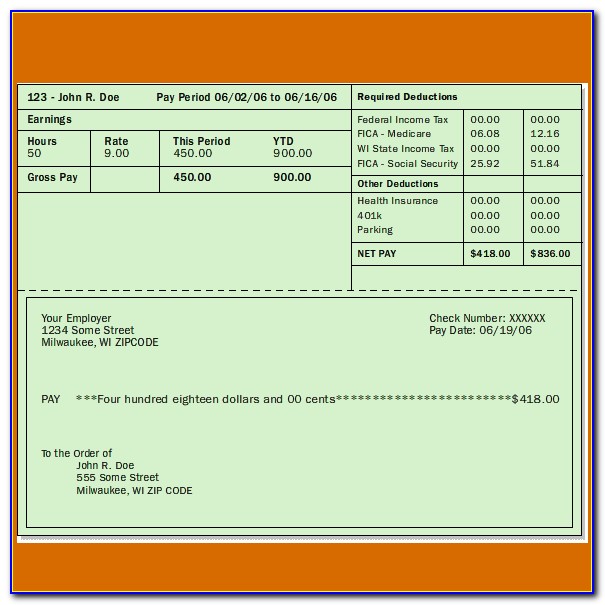 Payroll Check Stub Template Excel