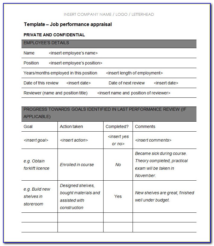 Performance Appraisals Forms
