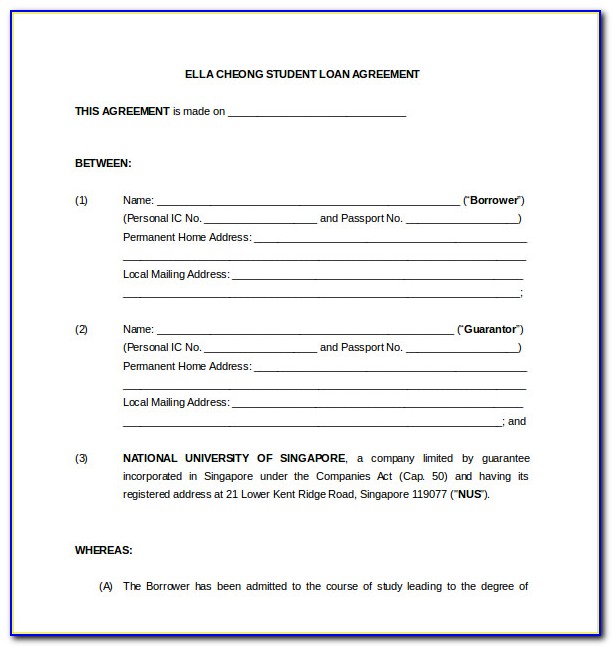 Personal Loan Agreement Format In Word India