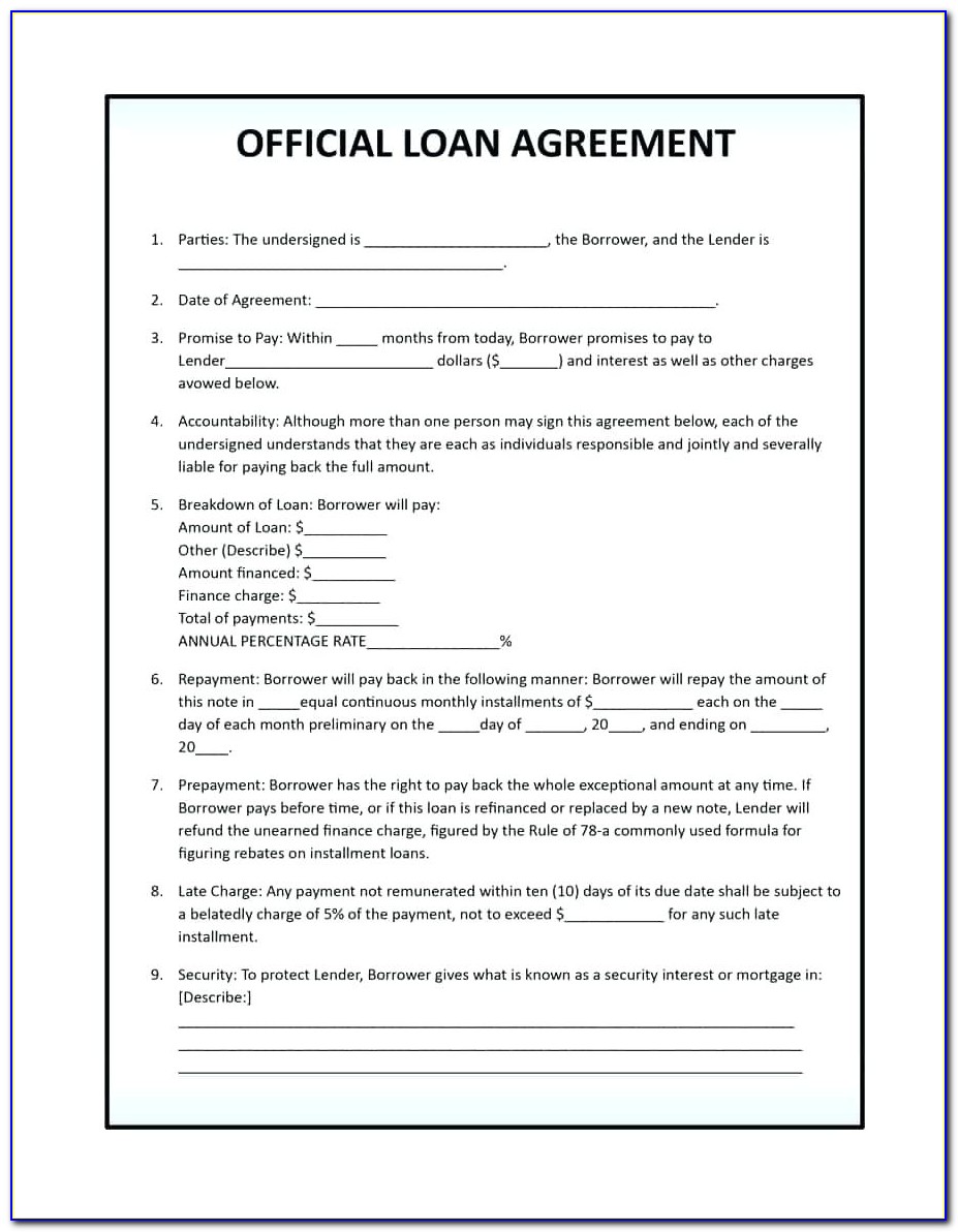 Personal Loan Agreement Word Format
