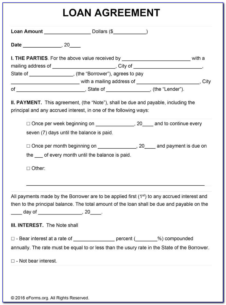 Personal Loan Contract Template Free Uk