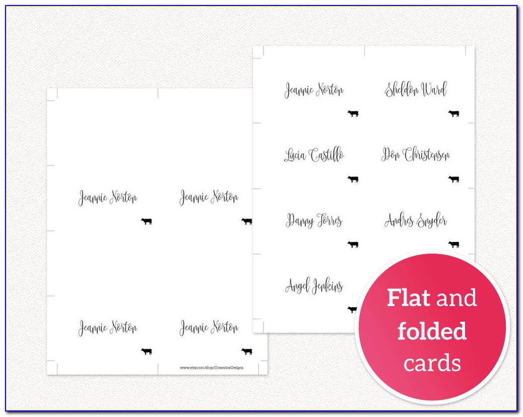 Place Cards With Meal Choice Free Template