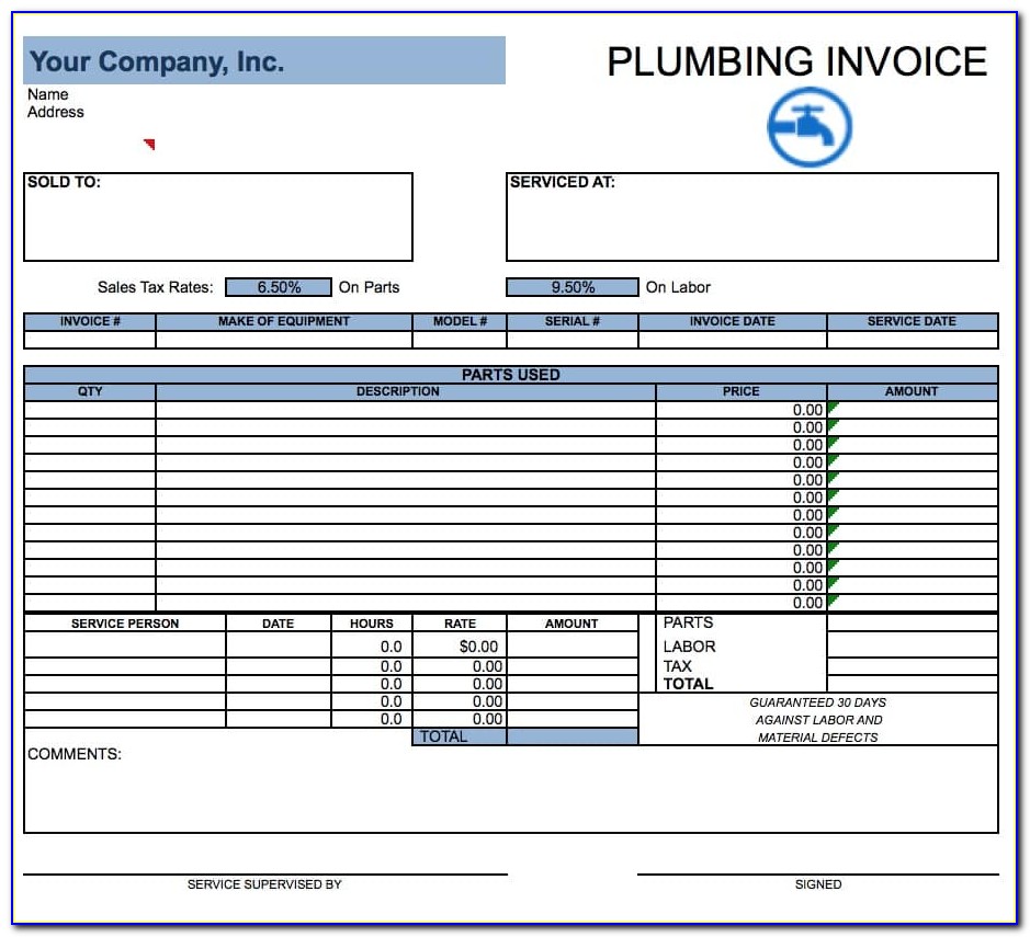 Plumbing Invoice Template Free