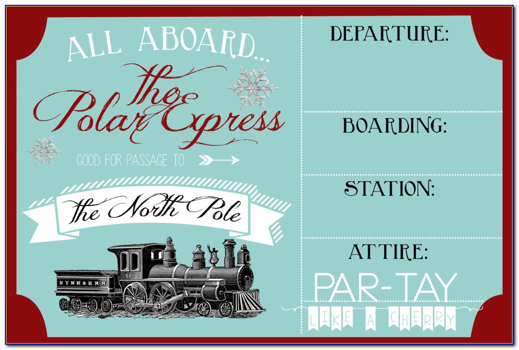 Polar Express Party Invitation Template Free