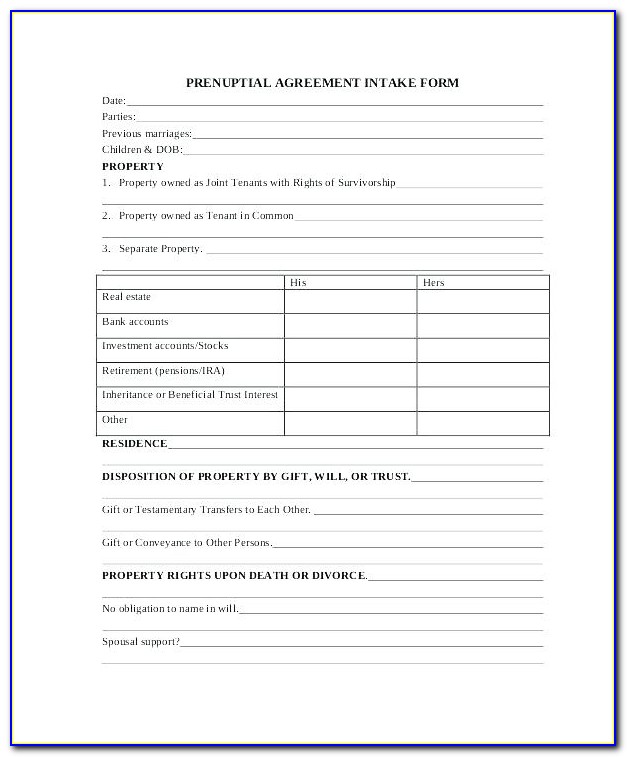 Prenuptial Contract Template South Africa