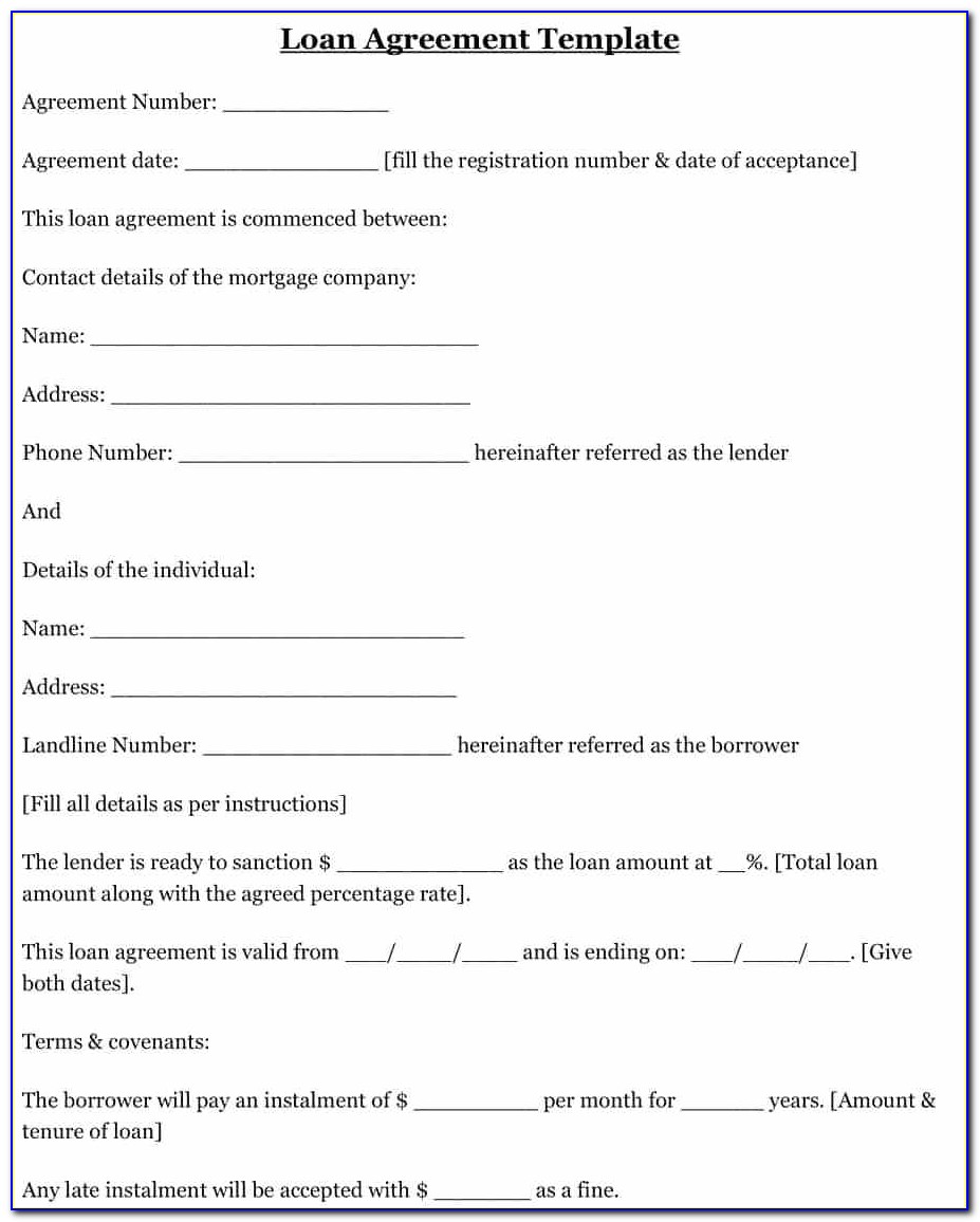 Printable Family Loan Agreement Template