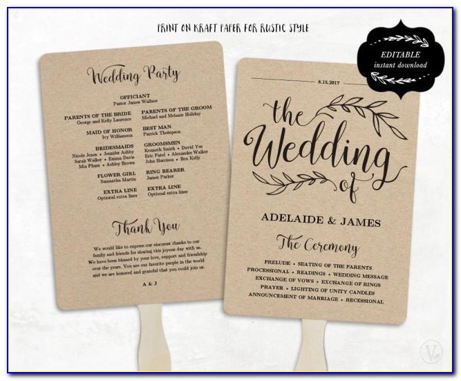 Printable Wedding Fan Program Templates