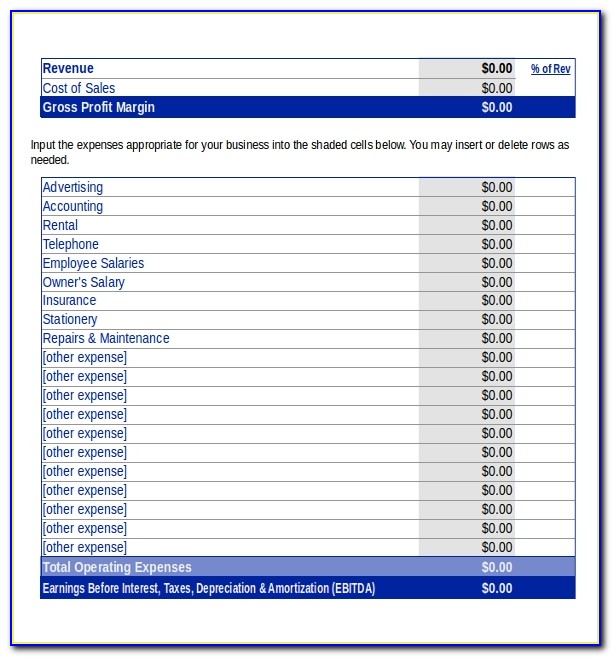 Pro Forma Income Statement Template Free Download