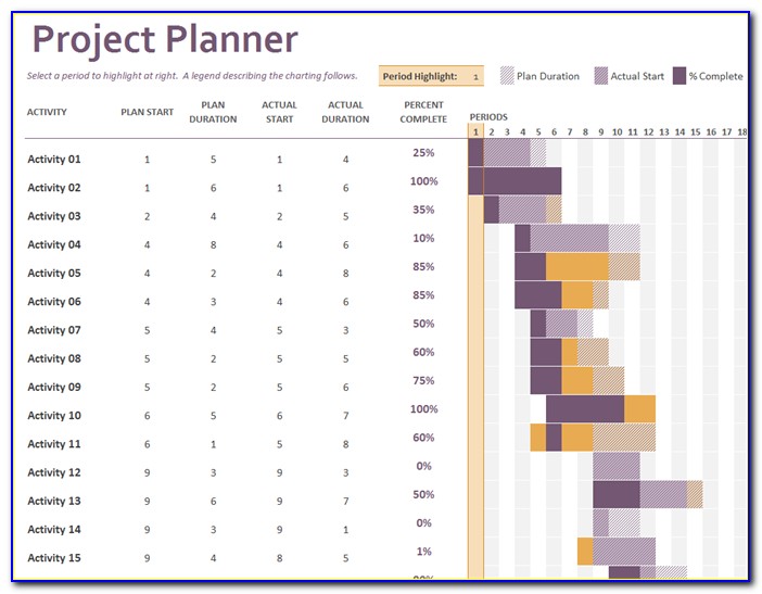 Project Management Gantt Chart Excel Template