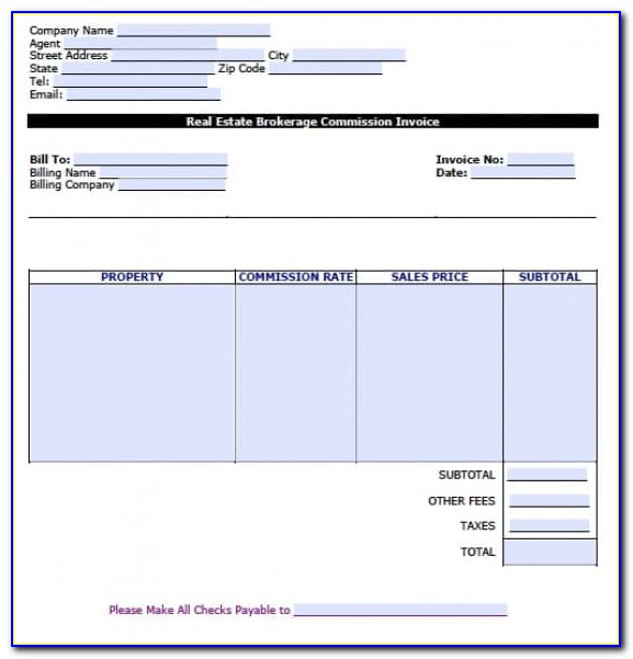 Real Estate Commission Invoice Template Word