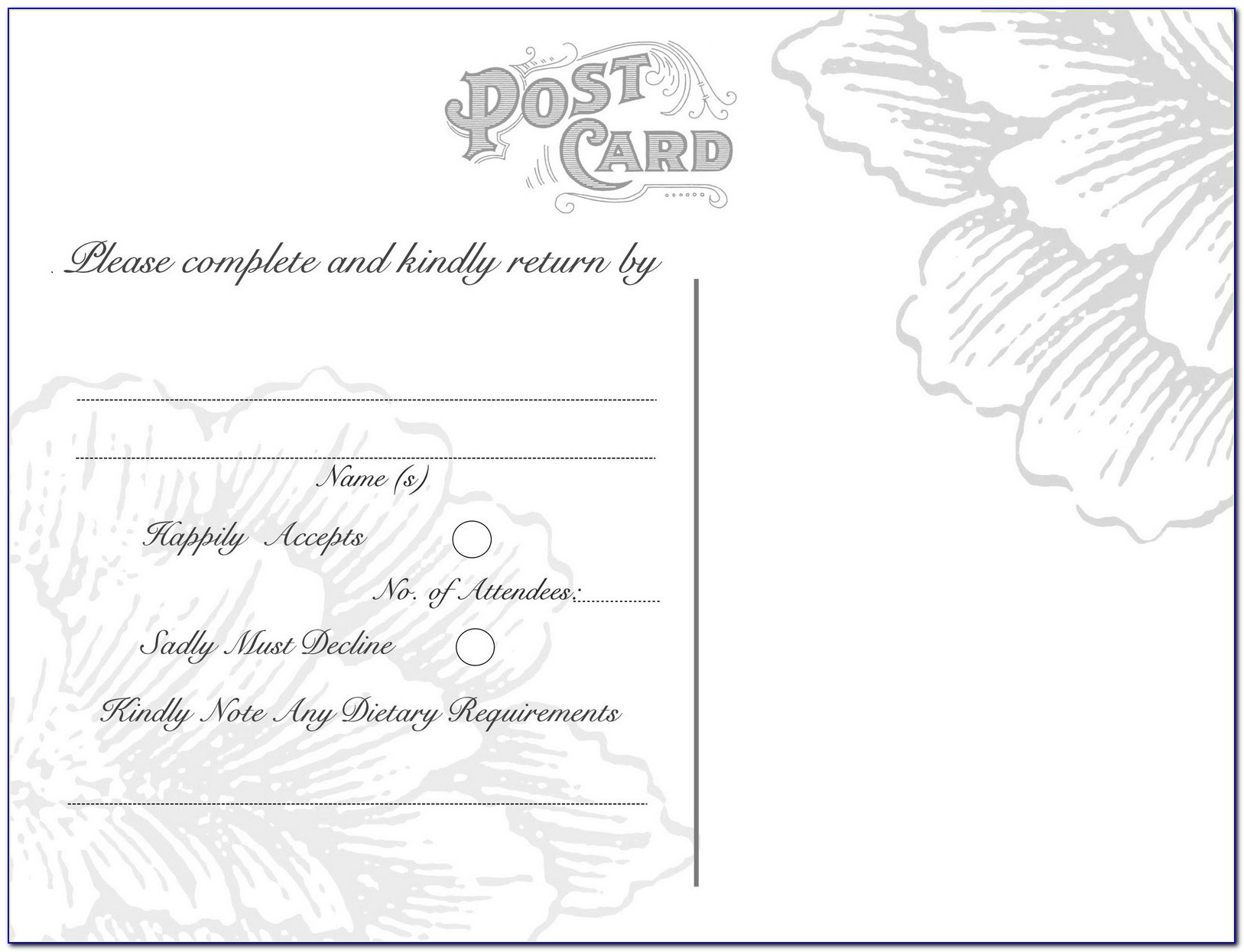 Free Printable Wedding Response Card Template Wedding Rsvp Postcards Templates