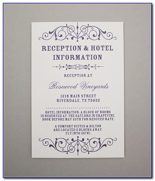 Reception Card Template Word