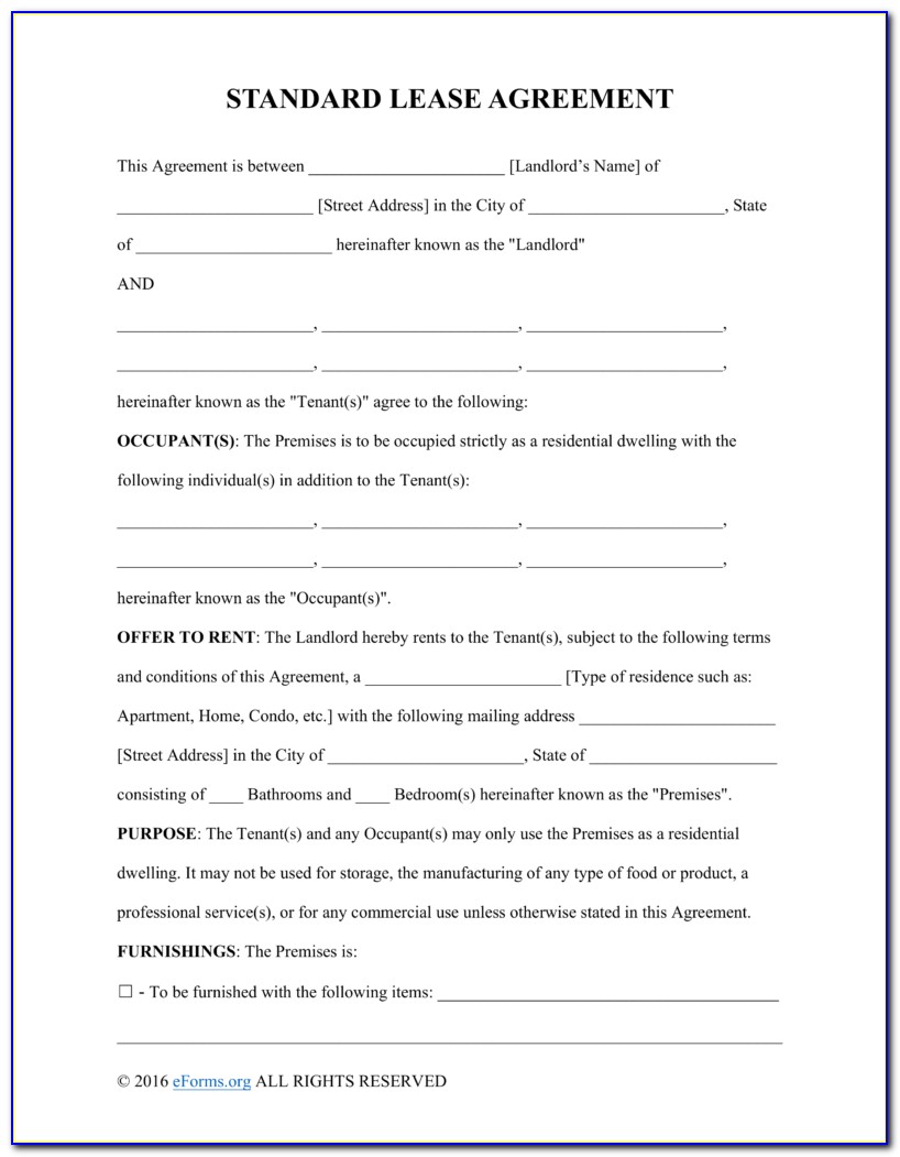 Rental Agreement Contract Template Free