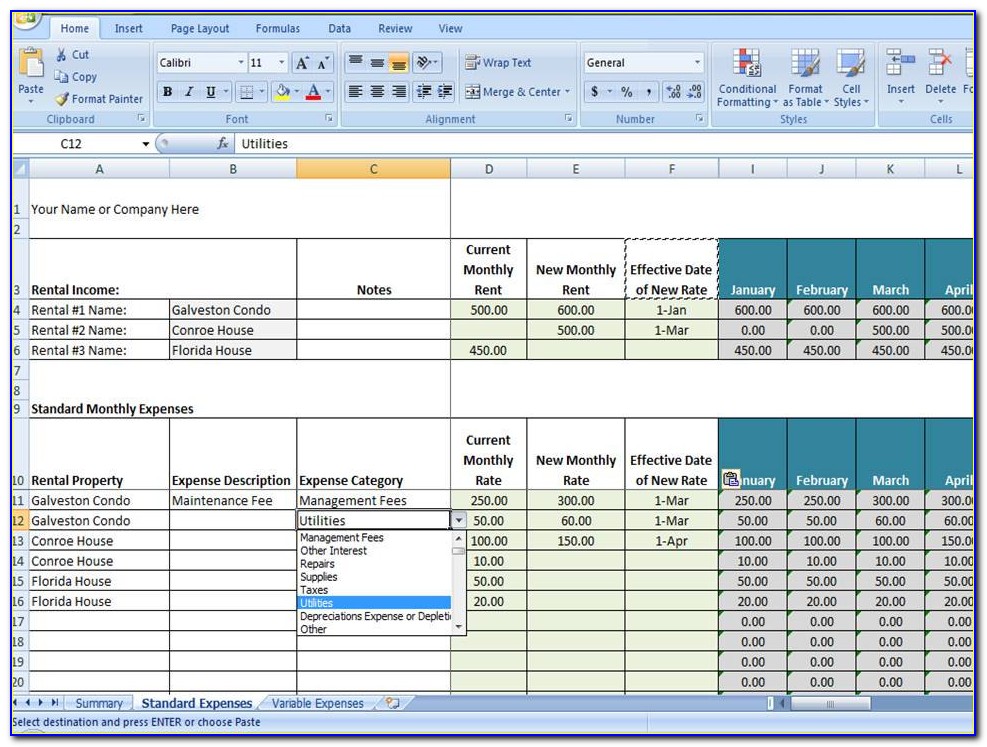 Rental Property Excel Template