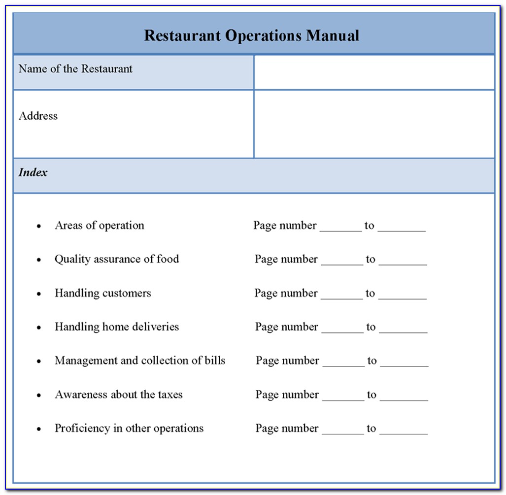 Restaurant Operations Manual Template