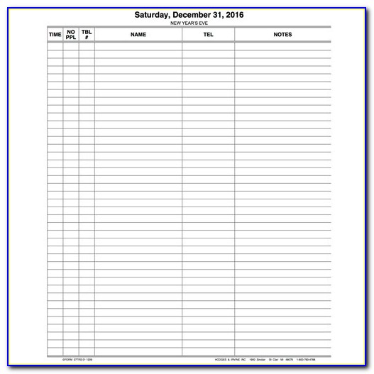 Restaurant Reservation Book Template Excel