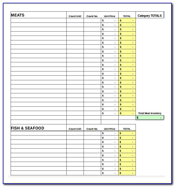 Restaurant Stock Inventory Excel Template