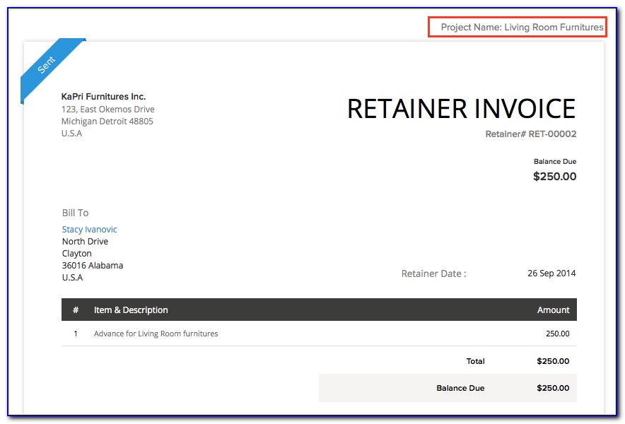 Retainer Fee Invoice Template