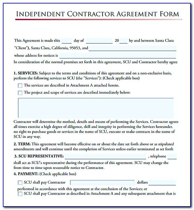 Sample Independent Contractor Agreement Template
