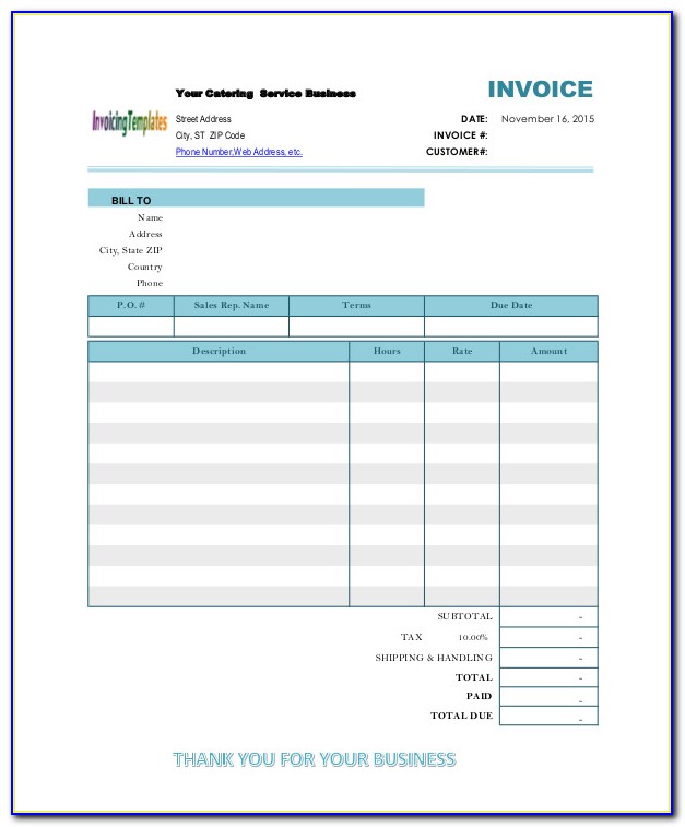 Sample Invoice For Catering Services