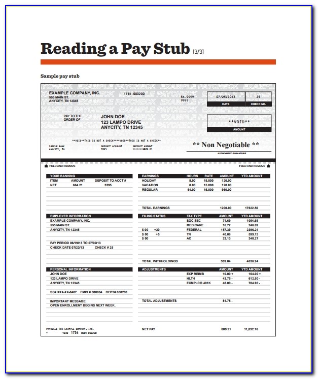 Sample Pay Stub Template Download