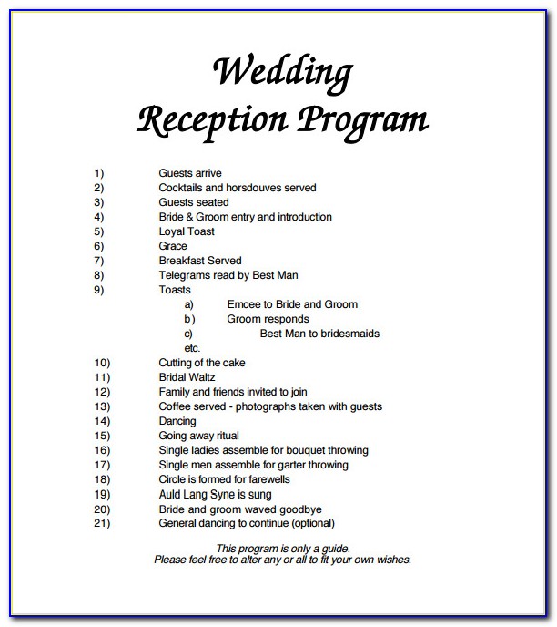 Sample Wedding Program Wording Templates