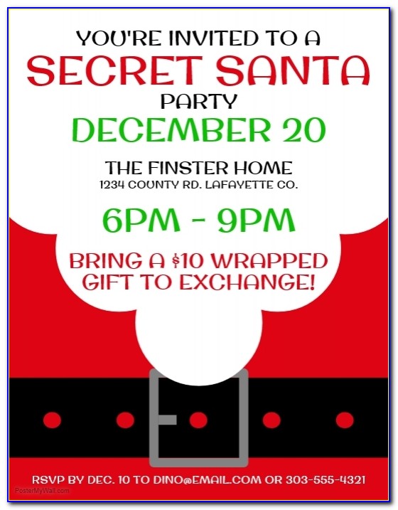 Secret Santa Invite Template Free