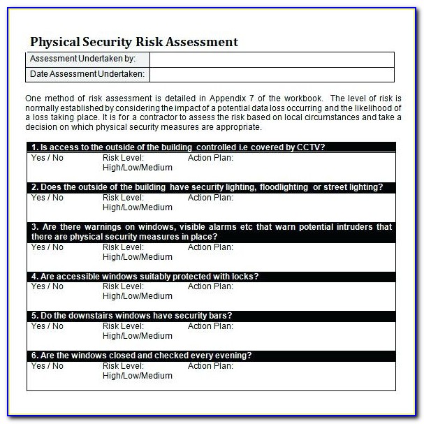 Security Risk Analysis Template Excel