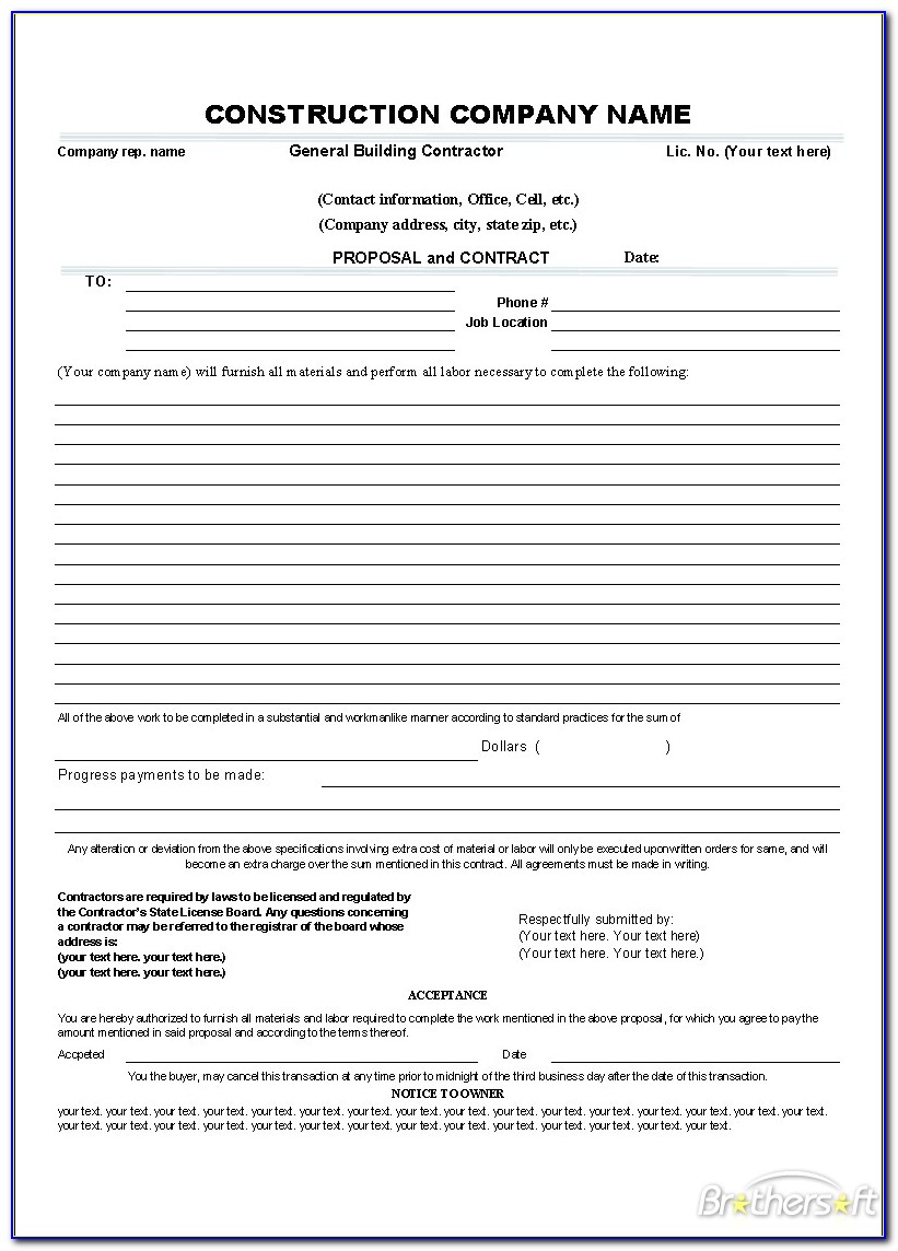 Service Contract Bid Proposal Template
