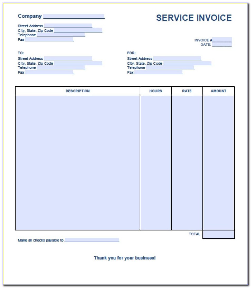 Service Invoice Template Free Word