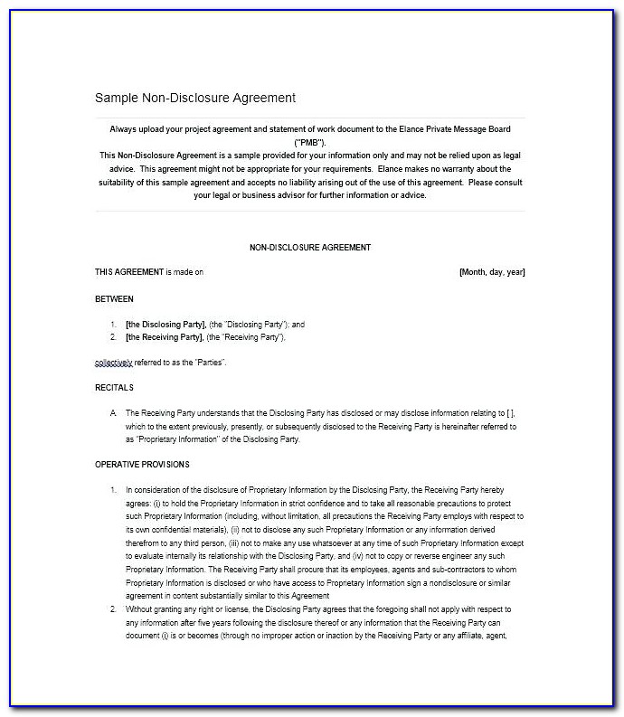 Simple Confidentiality Agreement Template Word