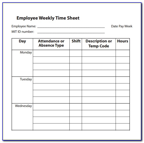 Simple Employee Timesheet Template