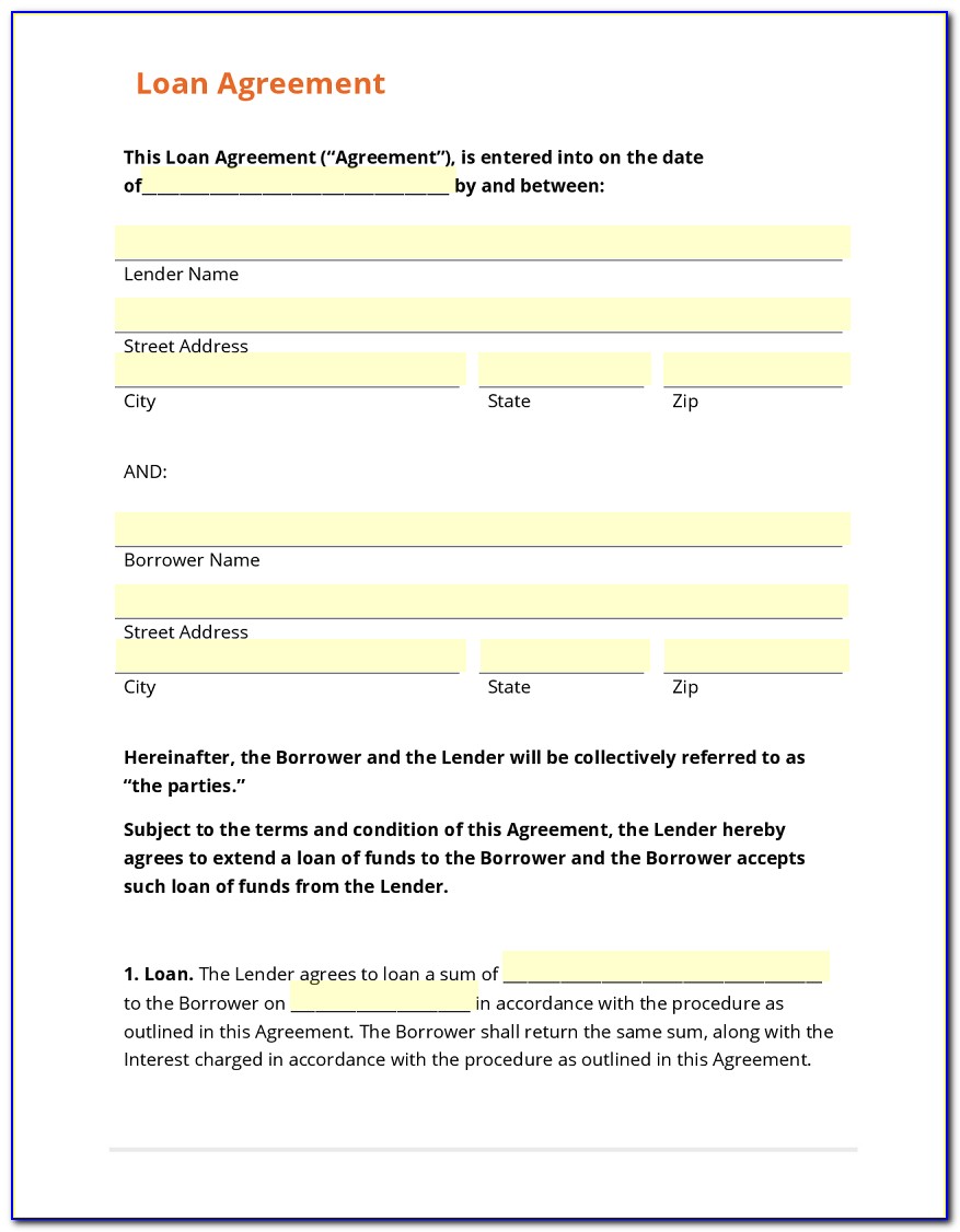 Simple Loan Document Template Free