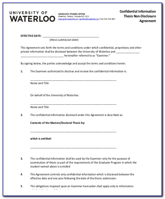 Simple Non Disclosure Agreement Template Free