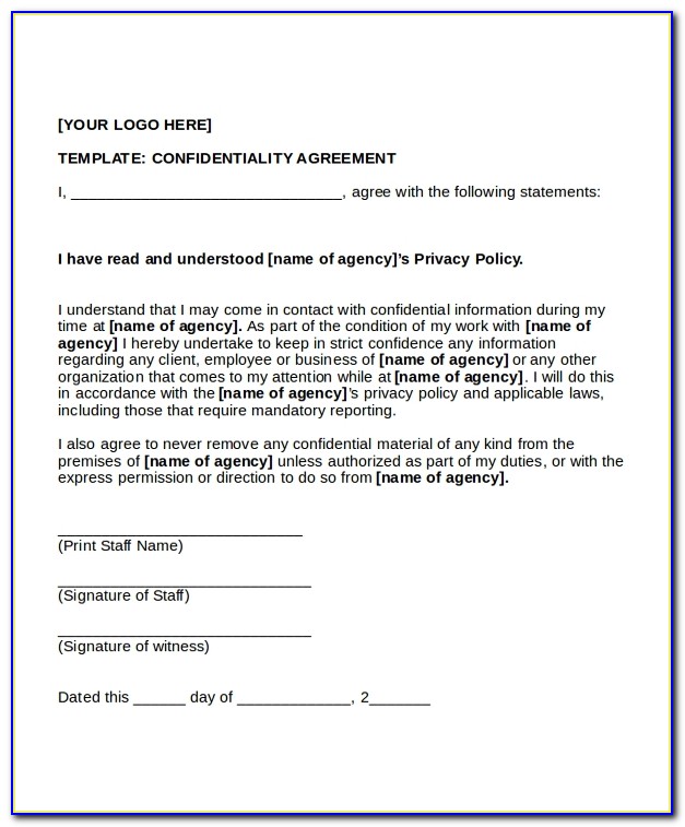 Simple Non Disclosure Agreement Template South Africa