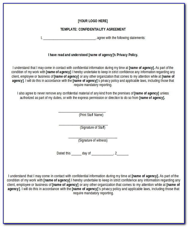 Simple Non Disclosure Agreement Template Word