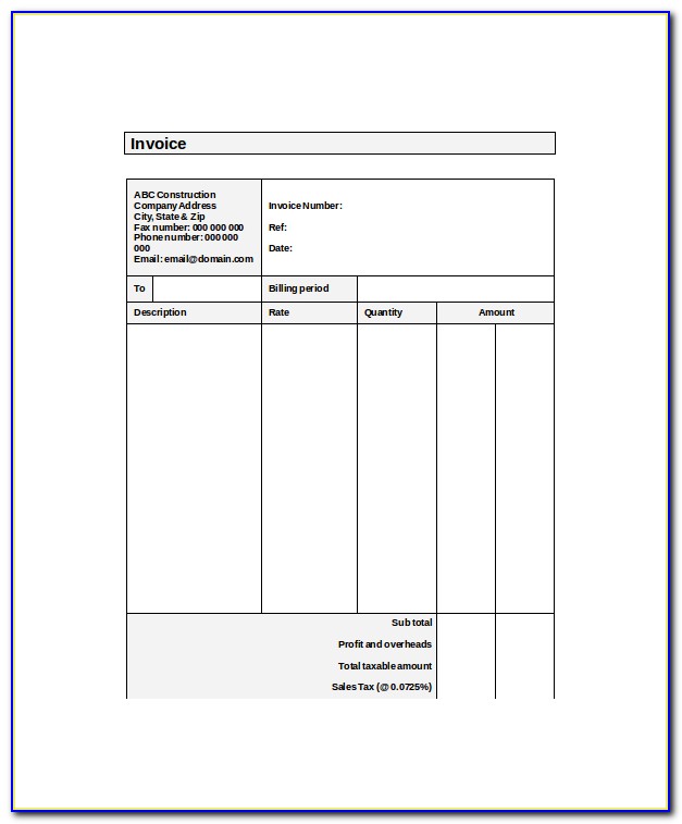 Simple Self Employed Invoice Template