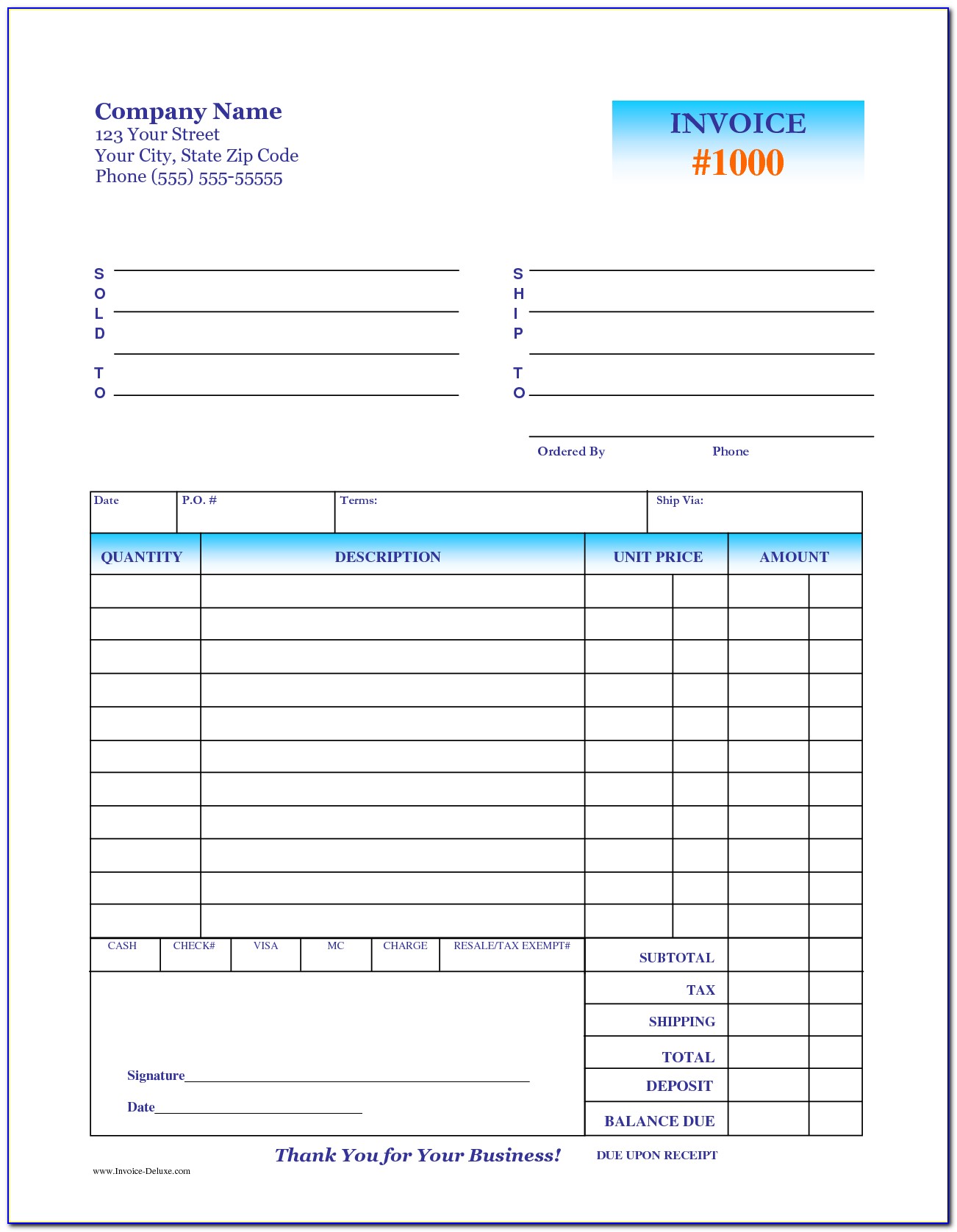 Snow Removal Invoice Form