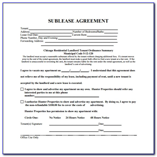 Sublet Lease Agreement Template California