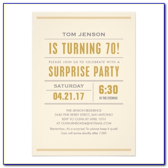 Surprise 70th Birthday Party Invitation Templates