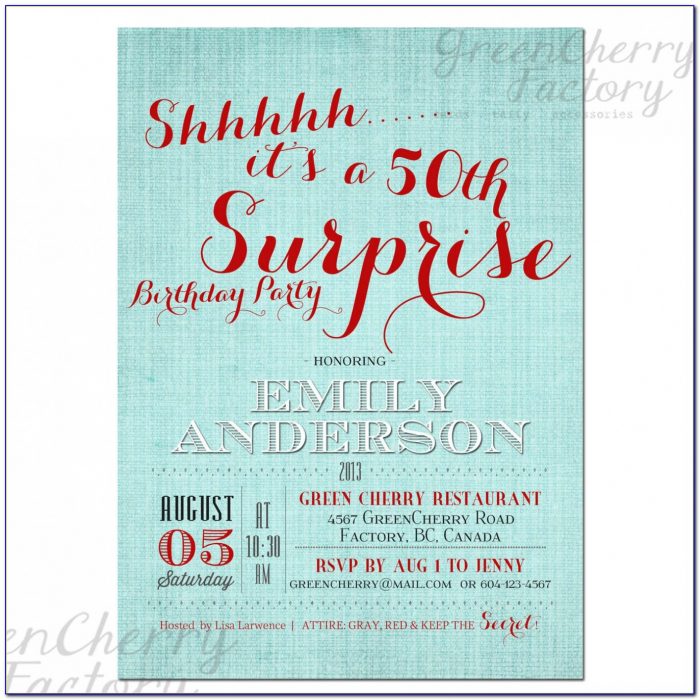 50th Surprise Party Invitations Which Suitable For Your Dreamed Invitation To Party 744