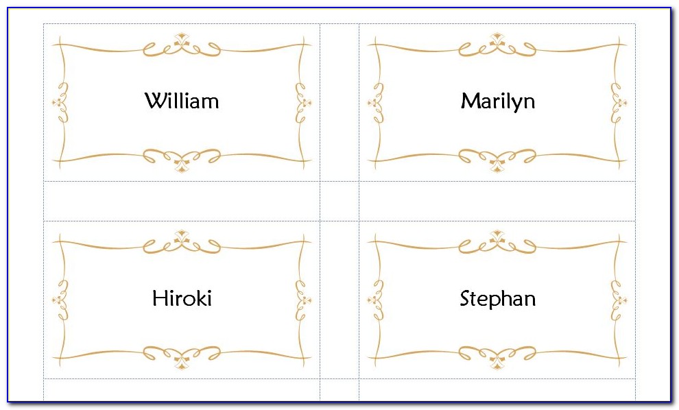 Table Seating Name Cards Template