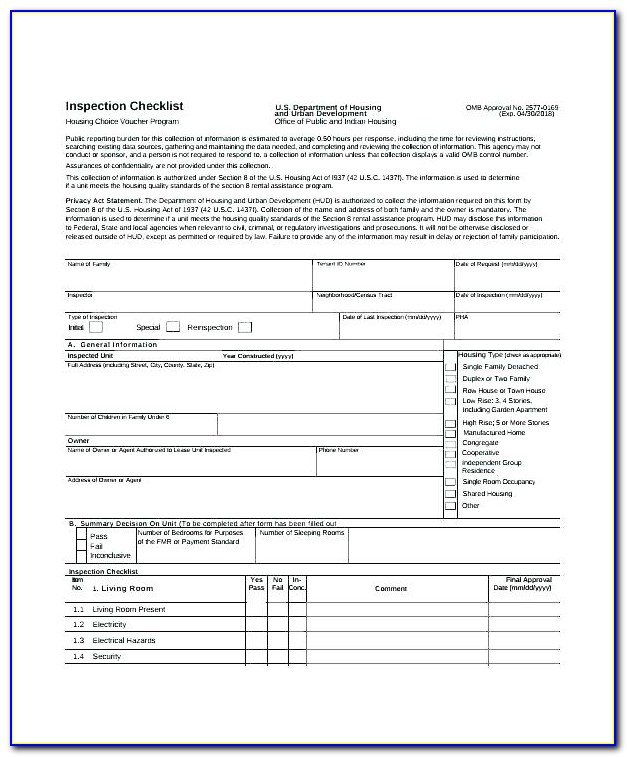 Tenant Inspection Checklist Template