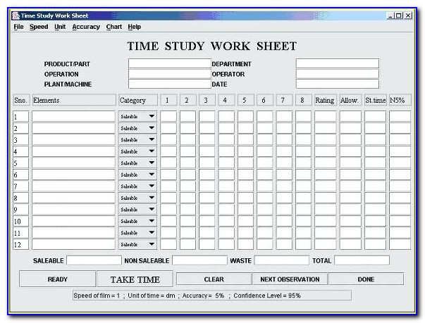 Time And Motion Study Template Excel Download